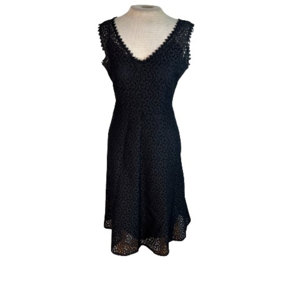 WHBM White House Black Market Lace Fit Flare Dress Black Size 6 - Picture 2 of 7